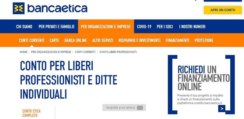 Conto Liberi Professionisti Banca Popolare Etica