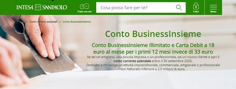 conto business insieme intesa san paolo