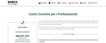 conto corrente porfessionisti Banca Sistema